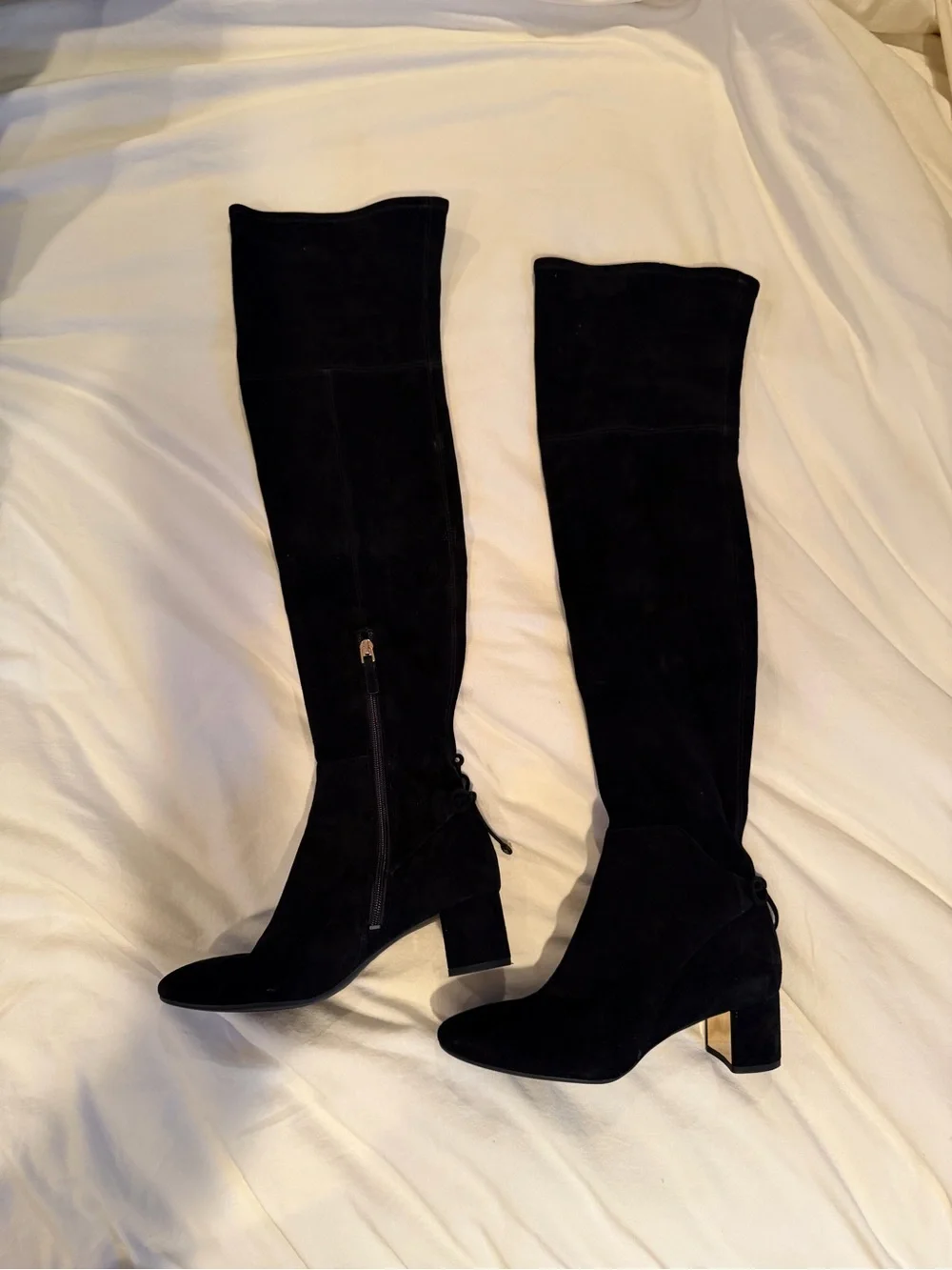 Tory Burch Black Suede Over-the-Knee Block Heel Boots